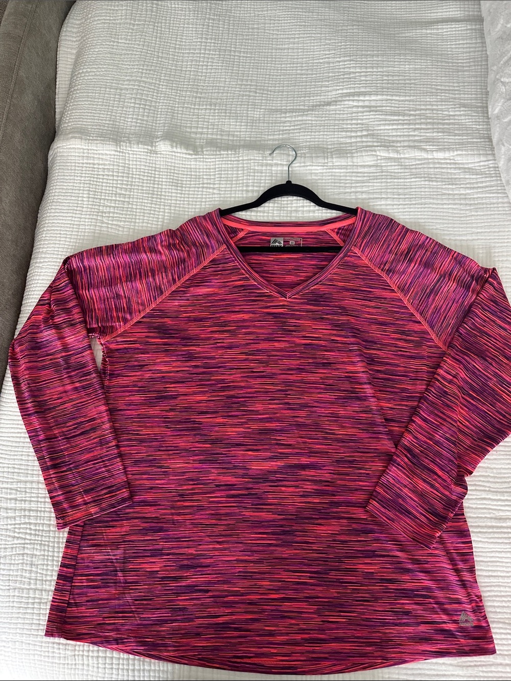 Reebok Pink & Purple Space-Dye Long Sleeve Athletic Top